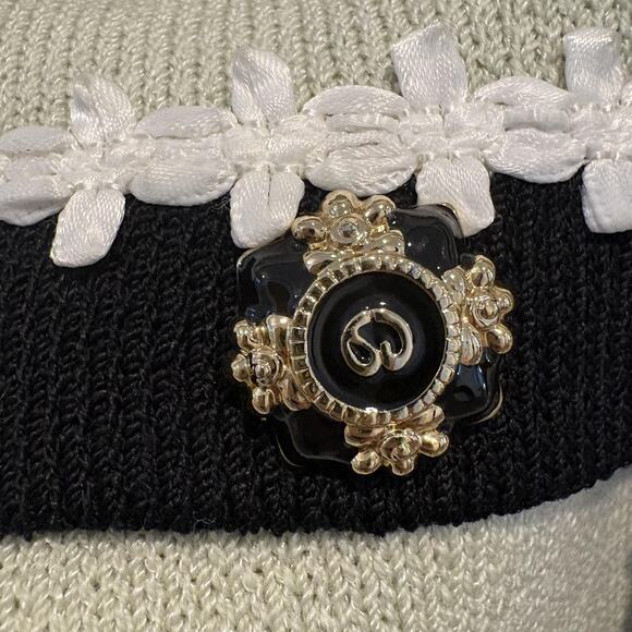 Vtg St John Cardigan 8 Green Black Pearl Trim Lady Jacket Santana Marie Gray USA - Picture 10 of 16